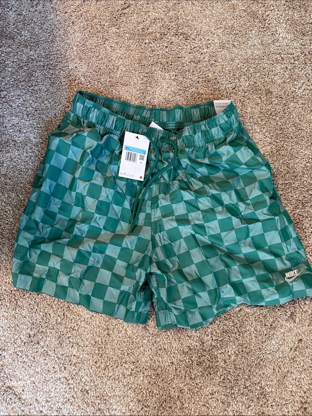 Nike Women's Teal Green Checkerboard Athletic Shorts
